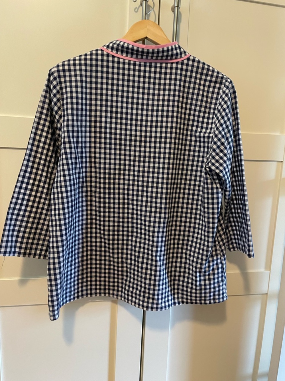 Gingham Popover Shirt with Pink Trim - Picture 2 of 8
